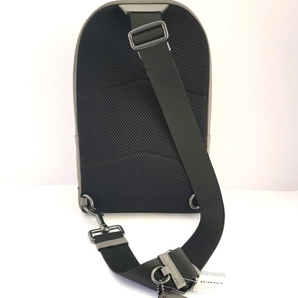 Coach CV923 West Pack Signature Canvas Varsity Sling Bag Grey Ochre Chalk - Picture 4 of 7